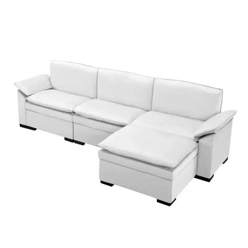 117.7 Divano componibile con pouf grigio scuro, in velluto.