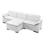 117.7 Divano componibile con pouf grigio scuro, in velluto.