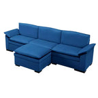 117.7 Divano componibile con pouf grigio scuro, in velluto.