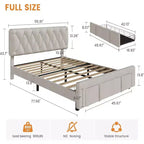 Letto imbottito in velluto con cassetti contenitore, design a piattaforma con supporto a doghe in legno massello, nessun materasso a molle richiesto.