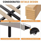 Letto imbottito in velluto con cassetti contenitore, design a piattaforma con supporto a doghe in legno massello, nessun materasso a molle richiesto.
