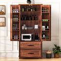 71 Farmhouse Pantry Cabinet with 2 Drawers & 8 Door Shelves - Embossed Texture Freestanding Storage for Kitchen, Dining & Living Room