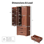 Dispensa da fattoria alta 180 cm con 2 cassetti e 8 ripiani sullo sportello - Mobiletto autoportante con texture in rilievo per cucina, sala da pranzo e soggiorno