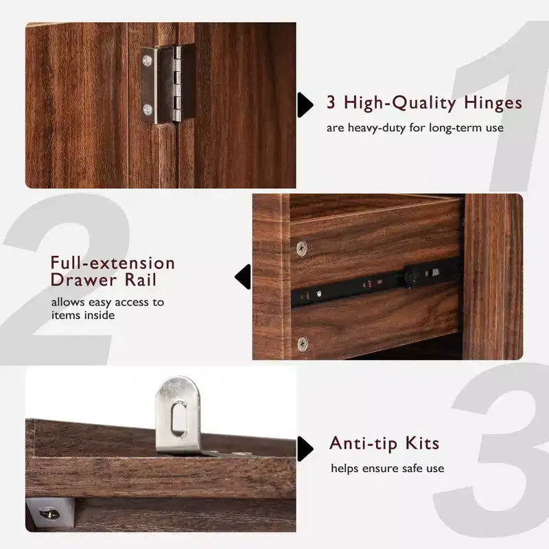 Dispensa da fattoria alta 180 cm con 2 cassetti e 8 ripiani sullo sportello - Mobiletto autoportante con texture in rilievo per cucina, sala da pranzo e soggiorno
