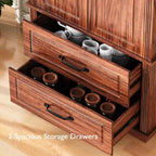 Dispensa da fattoria alta 180 cm con 2 cassetti e 8 ripiani sullo sportello - Mobiletto autoportante con texture in rilievo per cucina, sala da pranzo e soggiorno