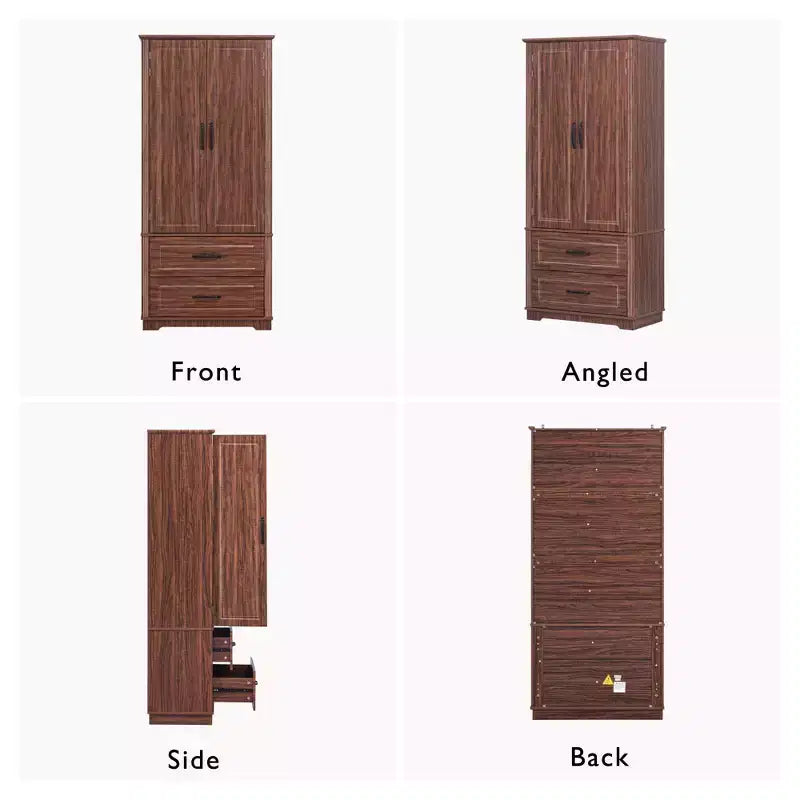 Dispensa da fattoria alta 180 cm con 2 cassetti e 8 ripiani sullo sportello - Mobiletto autoportante con texture in rilievo per cucina, sala da pranzo e soggiorno