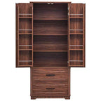 Dispensa da fattoria alta 180 cm con 2 cassetti e 8 ripiani sullo sportello - Mobiletto autoportante con texture in rilievo per cucina, sala da pranzo e soggiorno