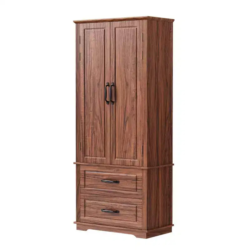 Dispensa da fattoria alta 180 cm con 2 cassetti e 8 ripiani sullo sportello - Mobiletto autoportante con texture in rilievo per cucina, sala da pranzo e soggiorno