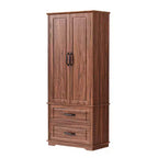 Dispensa da fattoria alta 180 cm con 2 cassetti e 8 ripiani sullo sportello - Mobiletto autoportante con texture in rilievo per cucina, sala da pranzo e soggiorno