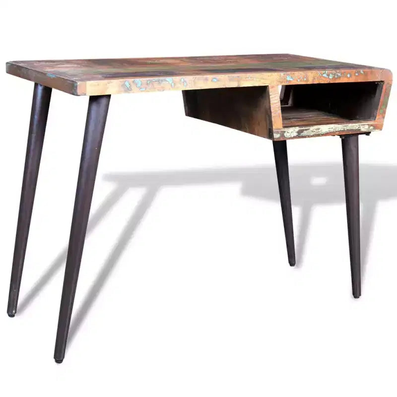 Scrivania legno di recupero multicolore, ferro verniciato 110 x 50 x 80 cm