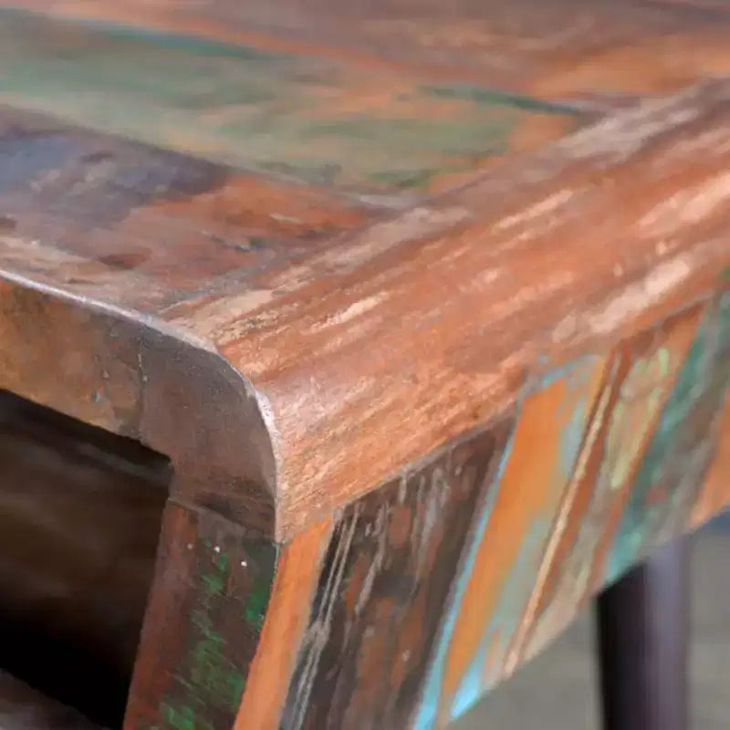 Scrivania legno di recupero multicolore, ferro verniciato 110 x 50 x 80 cm