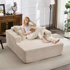 Chaise longue oversize da 61 pollici, divano imbottito in velluto a coste con 4 cuscini