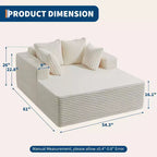 Chaise longue oversize da 61 pollici, divano imbottito in velluto a coste con 4 cuscini