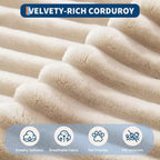 Chaise longue oversize da 61 pollici, divano imbottito in velluto a coste con 4 cuscini