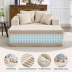 Chaise longue oversize da 61 pollici, divano imbottito in velluto a coste con 4 cuscini