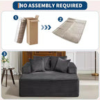 Chaise longue oversize da 61 pollici, divano imbottito in velluto a coste con 4 cuscini
