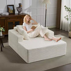 Chaise longue oversize da 61 pollici, divano imbottito in velluto a coste con 4 cuscini