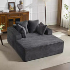 Chaise longue oversize da 61 pollici, divano imbottito in velluto a coste con 4 cuscini