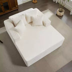 Oversized 61 Inch Chaise Lounge Chair Corduroy Upholstered Sofa with 4 Pillows
