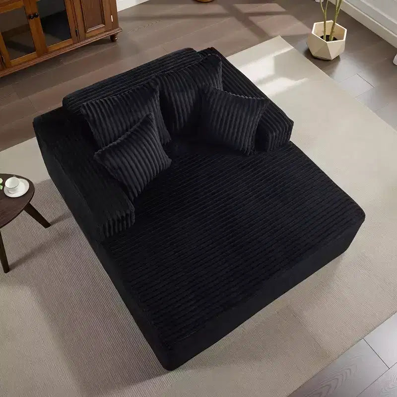 Chaise longue oversize da 61 pollici, divano imbottito in velluto a coste con 4 cuscini