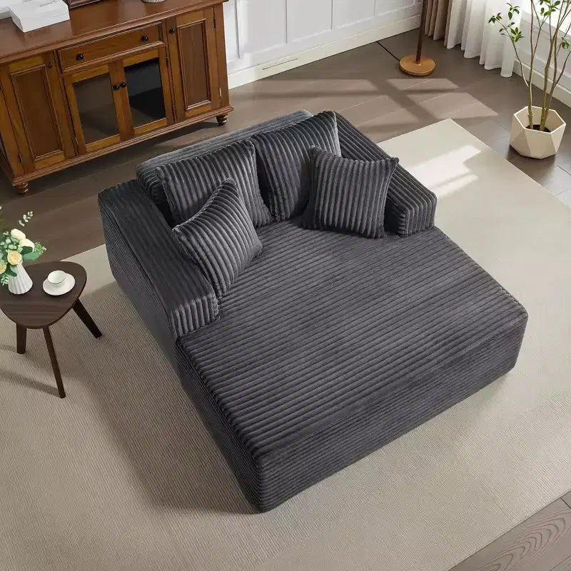 Chaise longue oversize da 61 pollici, divano imbottito in velluto a coste con 4 cuscini