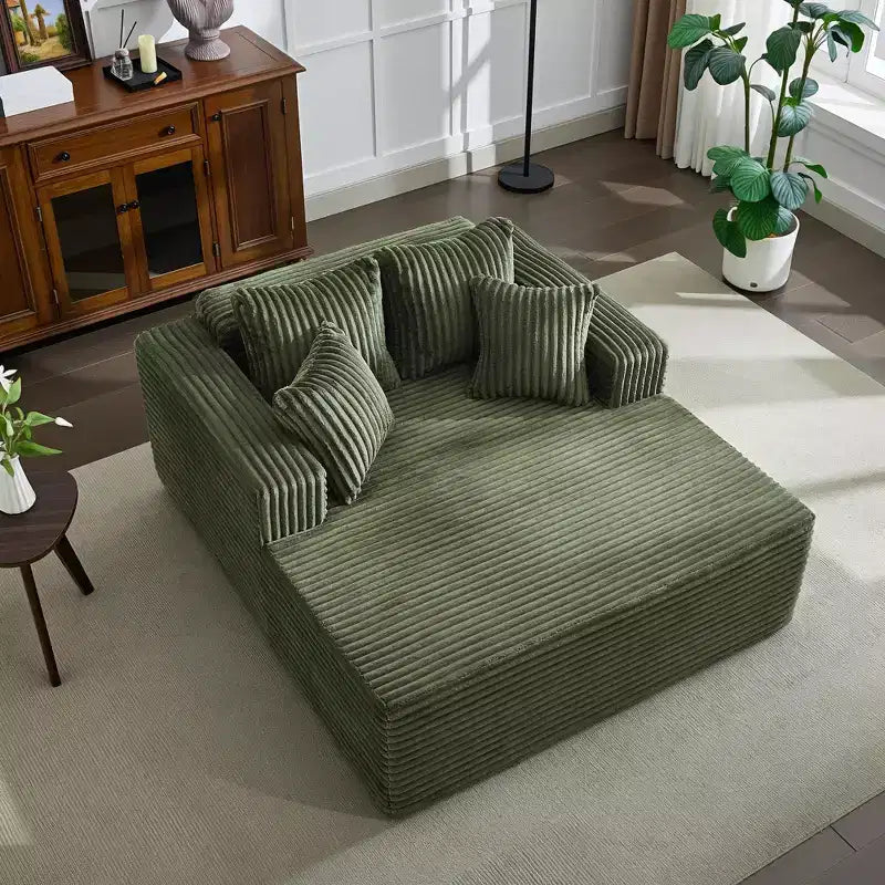 Chaise longue oversize da 61 pollici, divano imbottito in velluto a coste con 4 cuscini