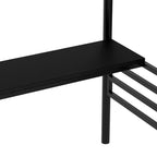 Letto a soppalco in metallo resistente con scrivania, letto a soppalco a una piazza e mezza con scale per camera da letto, dormitorio o camera per gli ospiti, nero