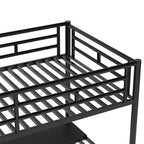 Letto a soppalco in metallo resistente con scrivania, letto a soppalco a una piazza e mezza con scale per camera da letto, dormitorio o camera per gli ospiti, nero