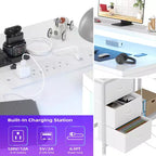 Scrivania gaming a L (47.3), Scrivania angolare reversibile con 3 cassetti, prese di corrente e porta USB per ufficio domestico (1 pezzo)