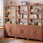 Libreria Scaffale, Libreria a 5 Ripiani in Legno con Ante, Libreria con Ripiani Regolabili, Librerie da Fattoria per Deposito Libri