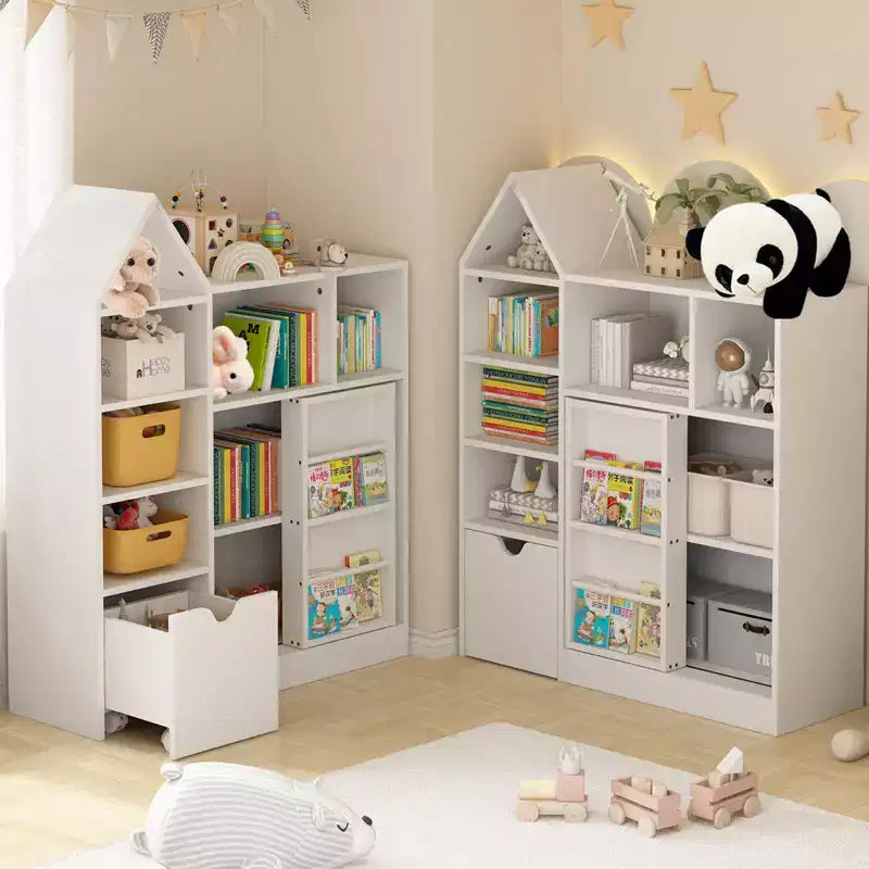Libreria Scaffale, Libreria a 5 Ripiani in Legno con Ante, Libreria con Ripiani Regolabili, Librerie da Fattoria per Deposito Libri