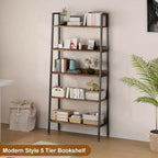 Libreria Scaffale, Libreria a 5 Ripiani in Legno con Ante, Libreria con Ripiani Regolabili, Librerie da Fattoria per Deposito Libri