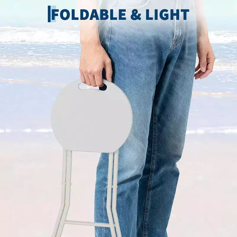 Sgabello Pieghevole da 18 Pollici con Maniglia, Sgabello Pieghevole Rotondo Portatile Resistente, Piedini Antiscivolo, Capacità di 270 kg, per Dormitorio, Cucina