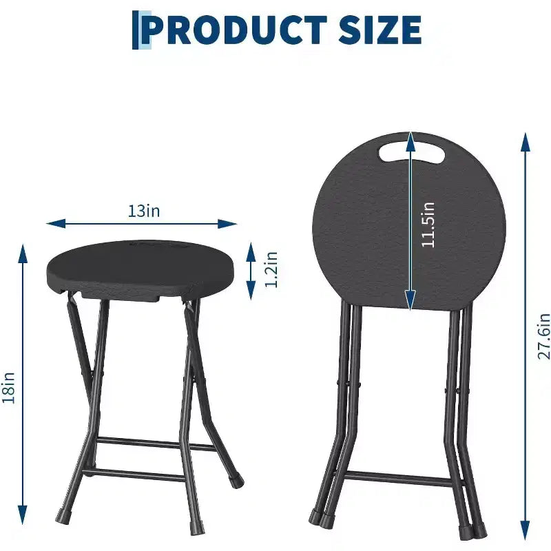 Sgabello Pieghevole da 18 Pollici con Maniglia, Sgabello Pieghevole Rotondo Portatile Resistente, Piedini Antiscivolo, Capacità di 270 kg, per Dormitorio, Cucina
