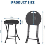 Sgabello Pieghevole da 18 Pollici con Maniglia, Sgabello Pieghevole Rotondo Portatile Resistente, Piedini Antiscivolo, Capacità di 270 kg, per Dormitorio, Cucina