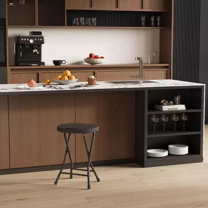 Sgabello Pieghevole da 18 Pollici con Maniglia, Sgabello Pieghevole Rotondo Portatile Resistente, Piedini Antiscivolo, Capacità di 270 kg, per Dormitorio, Cucina