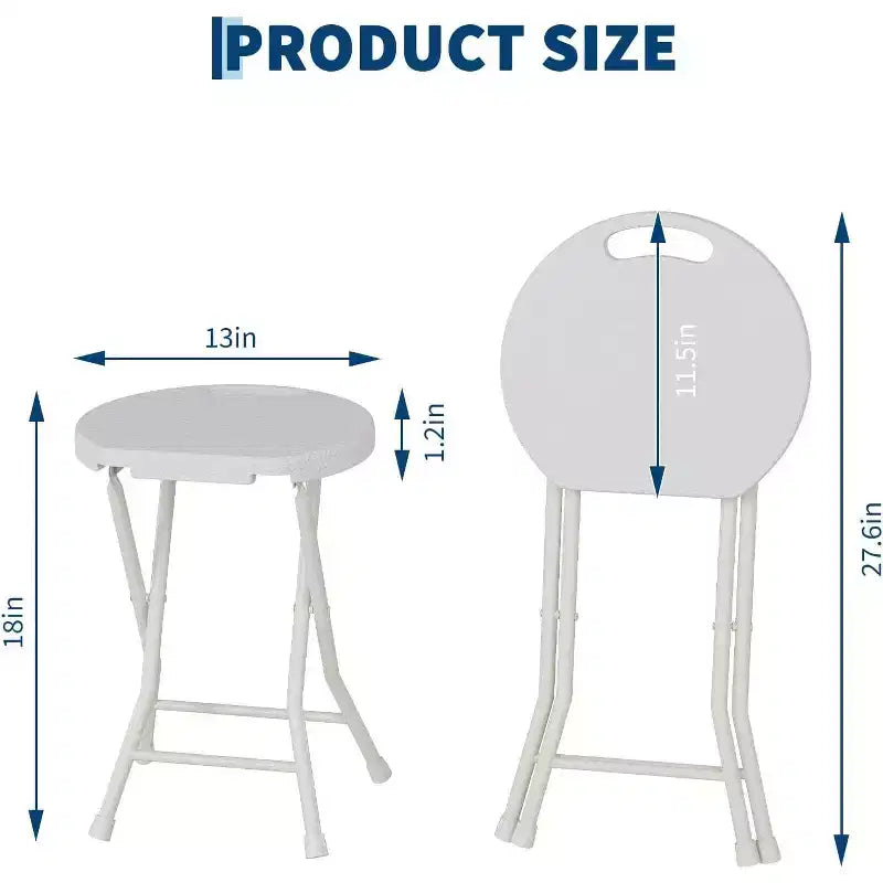 Sgabello Pieghevole da 18 Pollici con Maniglia, Sgabello Pieghevole Rotondo Portatile Resistente, Piedini Antiscivolo, Capacità di 270 kg, per Dormitorio, Cucina