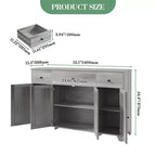 Mobile contenitore, credenza con 3 cassetti e 4 ante, 140 cm con ripiani regolabili per sala da pranzo soggiorno ingresso