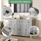 Mobile contenitore, credenza con 3 cassetti e 4 ante, 140 cm con ripiani regolabili per sala da pranzo soggiorno ingresso