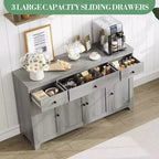 Mobile contenitore, credenza con 3 cassetti e 4 ante, 140 cm con ripiani regolabili per sala da pranzo soggiorno ingresso
