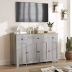Mobile contenitore, credenza con 3 cassetti e 4 ante, 140 cm con ripiani regolabili per sala da pranzo soggiorno ingresso