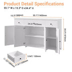 Mobile contenitore, credenza con 3 cassetti e 4 ante, 140 cm con ripiani regolabili per sala da pranzo soggiorno ingresso