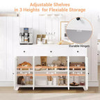 Mobile contenitore, credenza con 3 cassetti e 4 ante, 140 cm con ripiani regolabili per sala da pranzo soggiorno ingresso