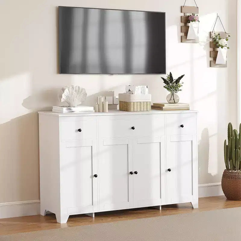 Mobile contenitore, credenza con 3 cassetti e 4 ante, 140 cm con ripiani regolabili per sala da pranzo soggiorno ingresso