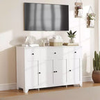 Mobile contenitore, credenza con 3 cassetti e 4 ante, 140 cm con ripiani regolabili per sala da pranzo soggiorno ingresso