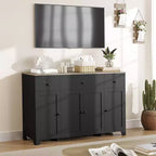 Mobile contenitore, credenza con 3 cassetti e 4 ante, 140 cm con ripiani regolabili per sala da pranzo soggiorno ingresso