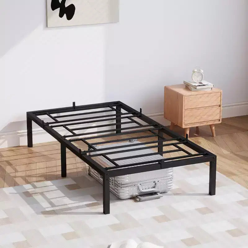 Struttura Letto senza Testiera, Telaio Letto a Piattaforma in Metallo con 12.8" di Spazio Sotto il Letto, Supporto a Doghe Metalliche, Non è Necessario il Box Spring