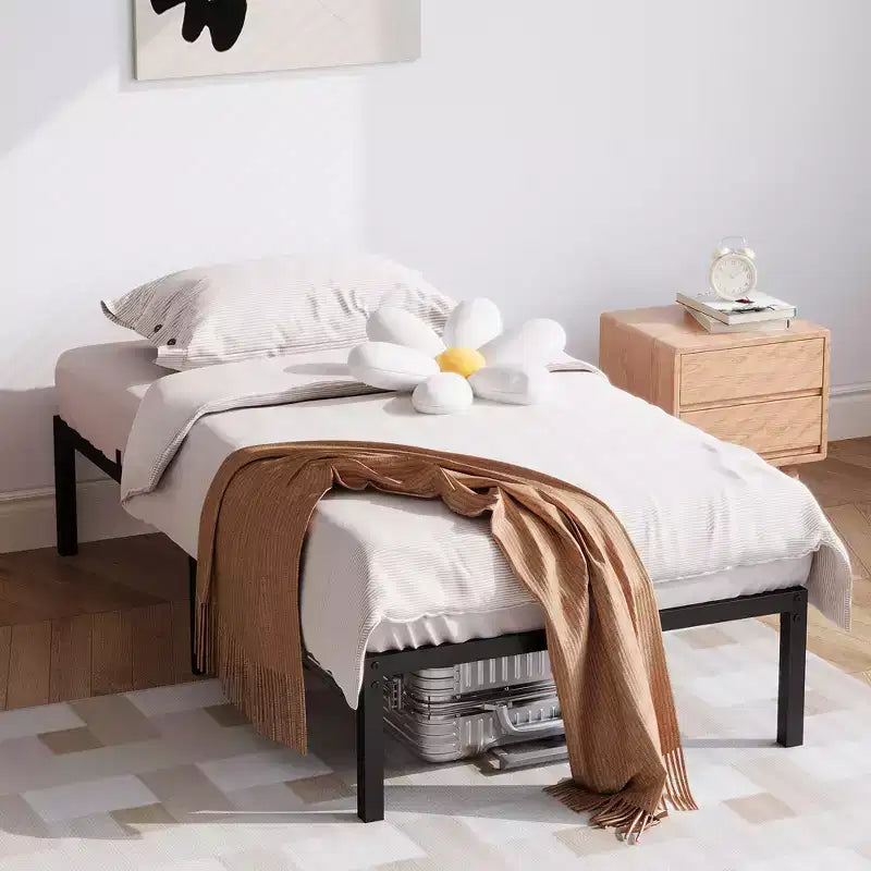 Struttura Letto senza Testiera, Telaio Letto a Piattaforma in Metallo con 12.8" di Spazio Sotto il Letto, Supporto a Doghe Metalliche, Non è Necessario il Box Spring