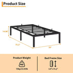 Struttura Letto senza Testiera, Telaio Letto a Piattaforma in Metallo con 12.8" di Spazio Sotto il Letto, Supporto a Doghe Metalliche, Non è Necessario il Box Spring