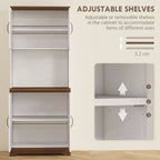 Dispensa da 70 Farmhouse, credenza da cucina con ante in vetro, ripiani regolabili, ripiano aperto per microonde